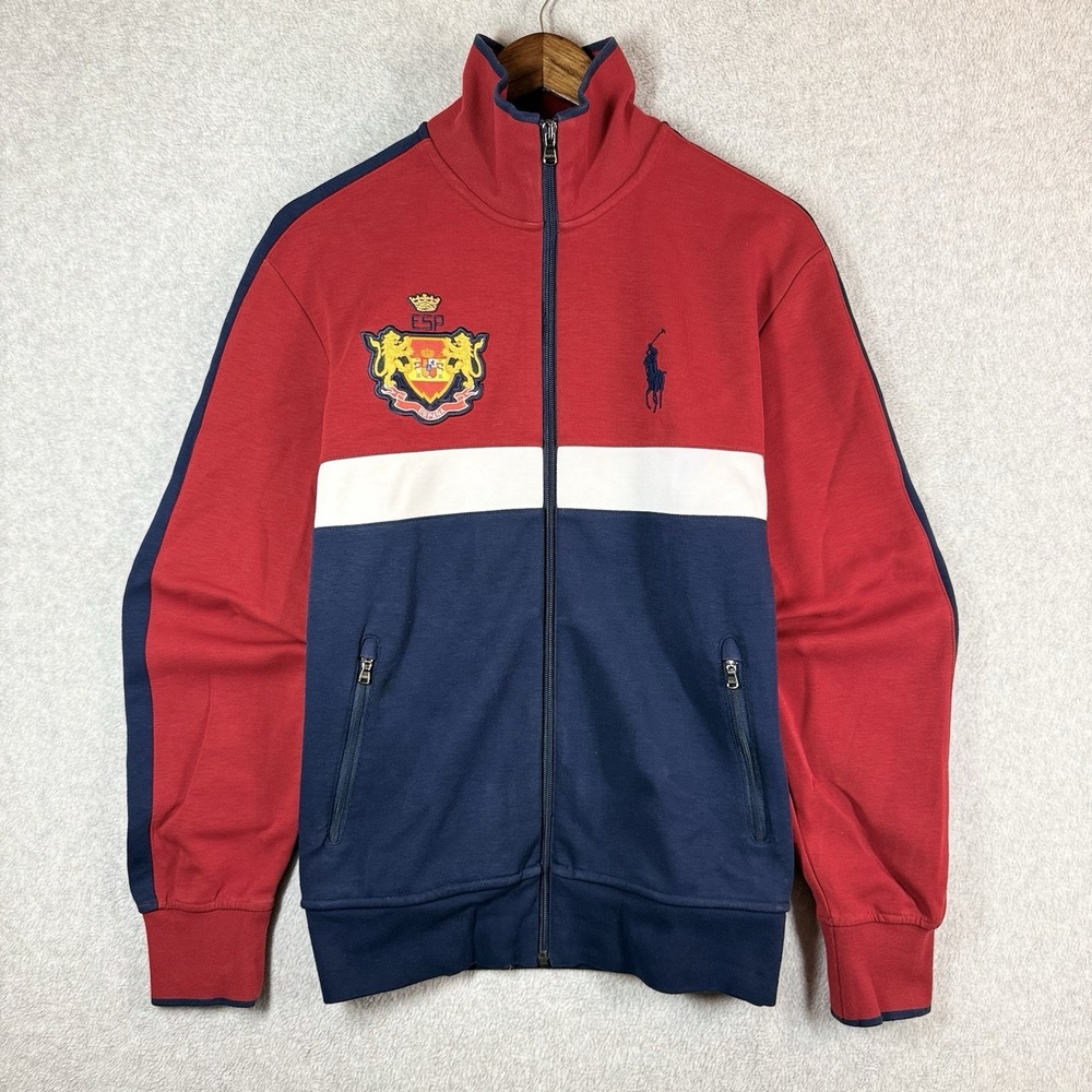 Polo Ralph Lauren Jacket Mens Medium Blue Red Espana Full Zip Track Double Sided